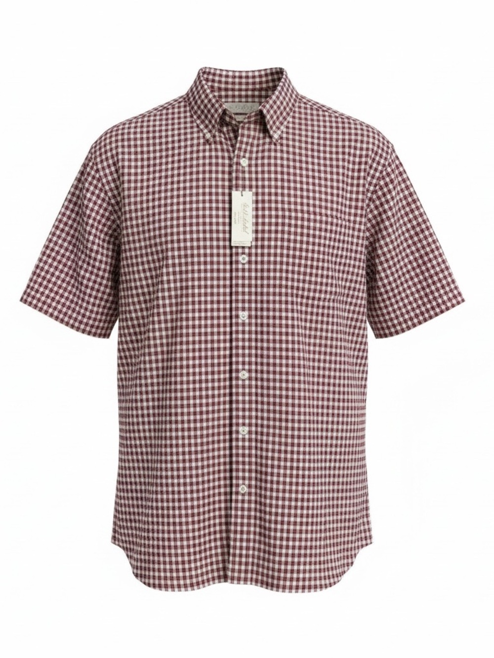 Big & Tall Red Checkered Button Down Shirt Non Iron Comfort Stretch NWT 2XB
